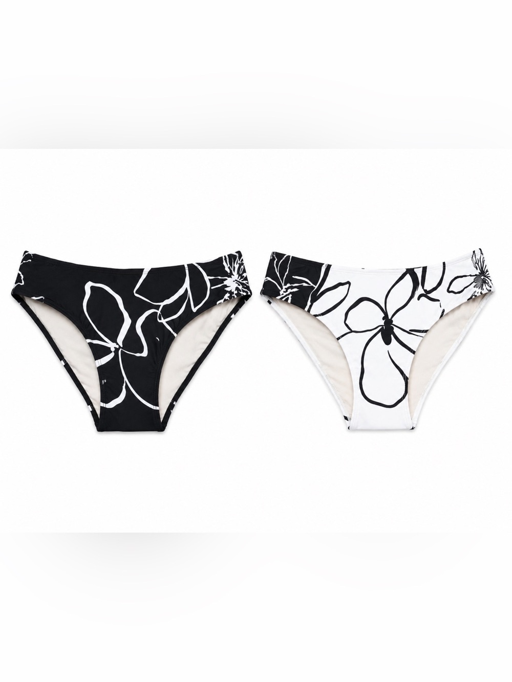 La Blanca Reversible Black and White Floral Bikini Bottom